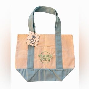 Mini Pastel Canvas Tote Bag - Cream & Light Blue